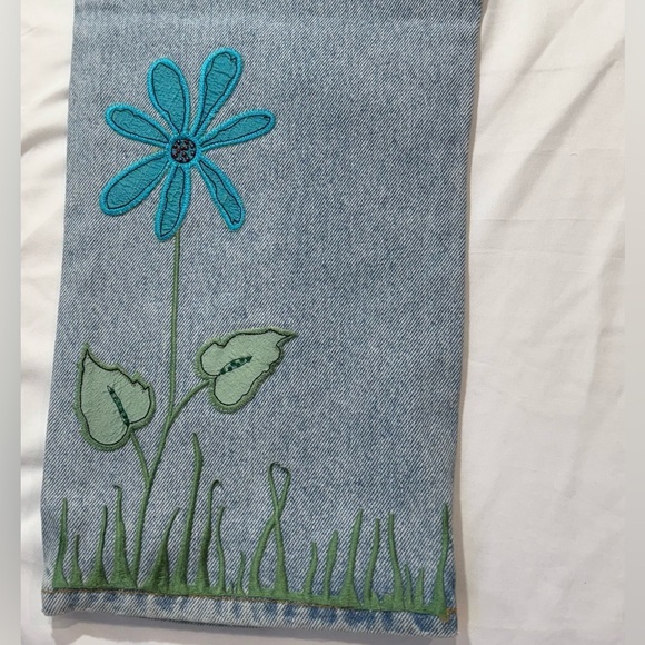 ABS by Allen Schwartz Vintage 100% Cotton Button Fly Embroidered Jeans Size 10 - Picture 6 of 12
